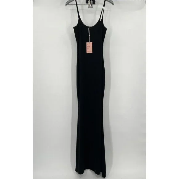 Quince Women’s Black Tencel Rib Knit Maxi Slip Dress sz XS NWT Sleeveless Long - Picture 1 of 8